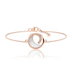 Silver Rose Gold Plated Mother Of Pearl And Cz Swirl Bracelet SBG0044R