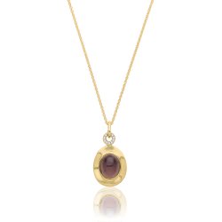 Silver Yellow Gold Plated Smoky Quartz And Cz Pendant And Chain SPG0076Y