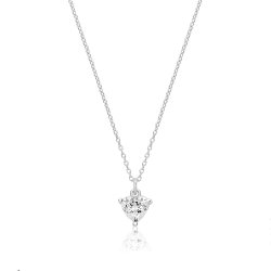 Silver Single Stone Heart Shape Cz Claw Set Pendant And Chain SPG0084
