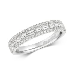 Diamond Eternity Baguette & Claw Set Ring In 18ct White Gold 