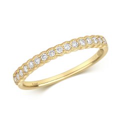Diamond Millgrain Edge Ring In 18ct Gold 