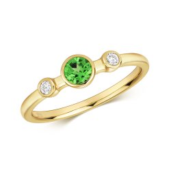Diamond & Tsavorite Ring In 9ct Gold 