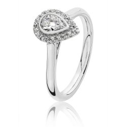 Silver Halo Pear Shape Cz Claw Set Ring SRG0007CZ