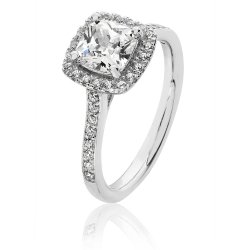 Silver Halo Cushion Cz Claw Set Ring SRG0011CZ