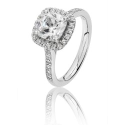 Silver Halo Cushion Cz Claw Set Ring SRG0012CZ