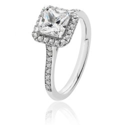 Silver Halo Square Cz Claw Set Ring SRG0013CZ