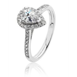 Silver Halo Pear Shape Cz Claw Set Ring SRG0015CZ