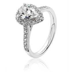 Silver Halo Pear Shape Cz Claw Set Ring SRG0016CZ