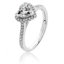 Silver Halo Heart Shape Cz Claw Set Ring SRG0023CZ