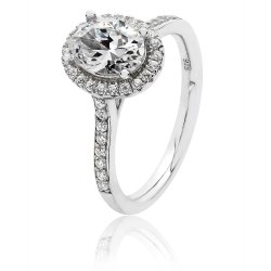 Silver Halo Oval Cz Claw Set Ring SRG0025CZ