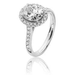 Silver Halo Oval Cz Claw Set Ring SRG0026CZ