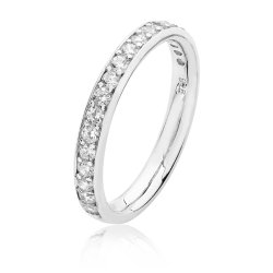 Silver Thread And Grain Cz Set  Half Eternity Ring SRG0030CZ