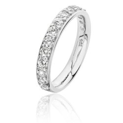 Silver Thread And Grain Cz Set  Half Eternity Ring SRG0031CZ