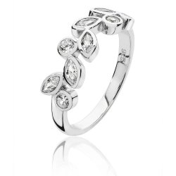 Silver Marquise And Round Cz Leaf Ring SRG0035CZ
