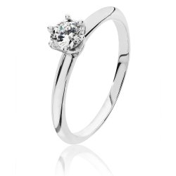 Silver Round Solitire 6 Claw Cz Ring SRG0040
