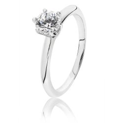 Silver Round Solitaire 6 Claw Cz Ring SRG0041