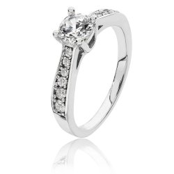 Silver Round Solitaire 4 Claw And Shoulder Set Cz Ring SRG0047