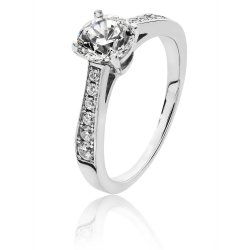Silver Round Solitaire 4 Claw And Shoulder Set Cz Ring SRG0048