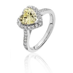 Silver Halo Yellow Heart Shape Cz Claw Set Ring SRG0024YZ