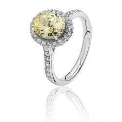 Silver Halo Yellow Oval Cz Claw Set Ring SRG0026YZ