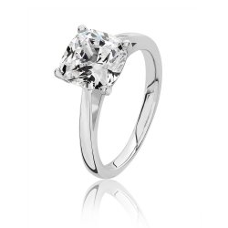 Silver Cushion Solitaire Cz 4 Claw Set Ring SRG0081CZ