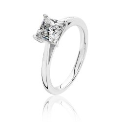 Silver Square Solitaire Cz 4 Claw Set Ring SRG0082CZ