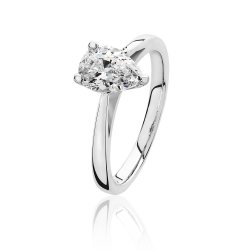 Silver Pear Shape Solitaire Cz 3 Claw Set Ring SRG0093CZ