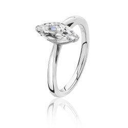 Silver Marquise Solitaire Cz 2 Claw Set Ring SRG0094CZ