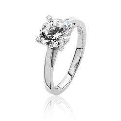 Silver Round Solitaire Cz 4 Claw Set Ring SRG0078CZ