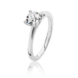 Silver Cushion Solitaire Cz 4 Claw Set Ring SRG0079CZ