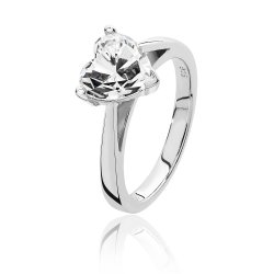 Silver Heart Shape Solitaire Cz 3 Claw Set Ring SRG0089CZ