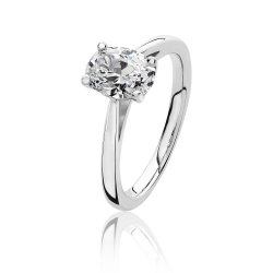 Silver Oval Solitaire Cz 4 Claw Set Ring SRG0090CZ