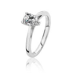 Silver Pear Shape Solitaire Cz 3 Claw Set Ring SRG0092CZ