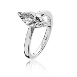 Silver Marquise Solitaire Cz 2 Claw Set Ring SRG0095CZ