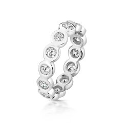 Silver Flat Rubover Cz Set Full Eternity Ring SRG0102