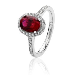 Silver Halo Red Oval Cz Claw Set Ring SRG0025RU