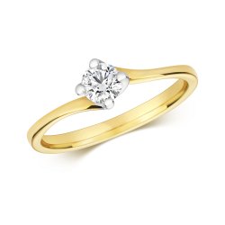 Diamond Solitaire Twist Engagement Ring In 9ct Gold 