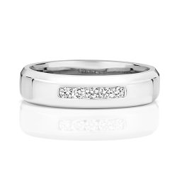 Diamond Channel Set Wedding Ring In 9ct White Gold 