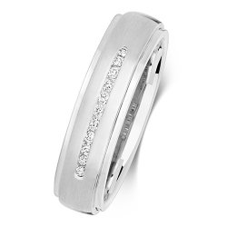 Diamond Channel Set Wedding Ring In 9ct White Gold 