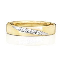 Diamond Channel Set Crossover Wedding Ring In 9ct Gold 