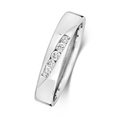Diamond Channel Set Crossover Wedding Ring In 9ct White Gold 