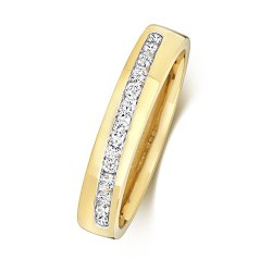 Diamond Channel Set Crossover Wedding Ring In 9ct Gold 