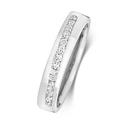 Diamond Channel Set Crossover Wedding Ring In 9ct White Gold 