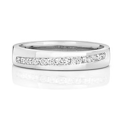 Diamond Channel Set Crossover Wedding Ring In 9ct White Gold 