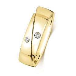 Diamond Gipsy Set Crossover Band In 9ct Gold 