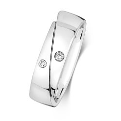 Diamond Gipsy Set Crossover Band In 9ct White Gold 