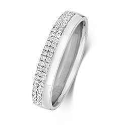 Diamond Pave Set Wedding Ring In 9ct White Gold 