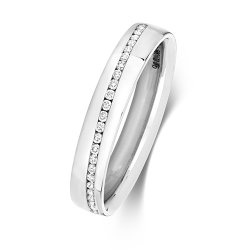 Diamond Channel Set Crossover Wedding Ring In 9ct White Gold 