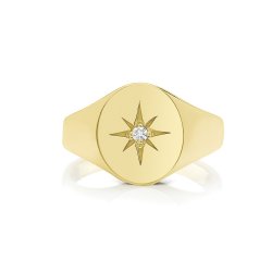 9ct Gold Gents' Oval Diamond Signet Ring 