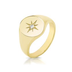 9ct Gold Gents' Oval Diamond Signet Ring 